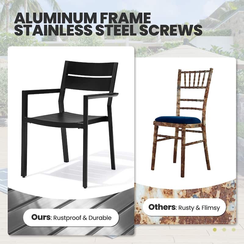 Outdoor Indoor Modern Aluminum Dining Chairs Stackable - See Picture