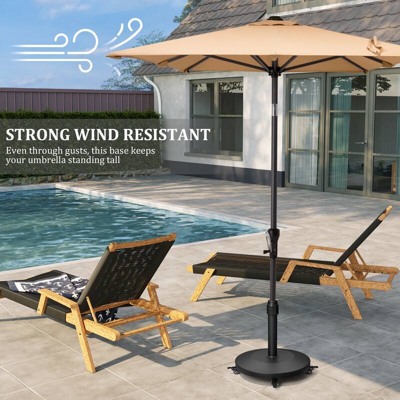 55lbs Round Concrete Market Umbrella Base With Wheels - N/A