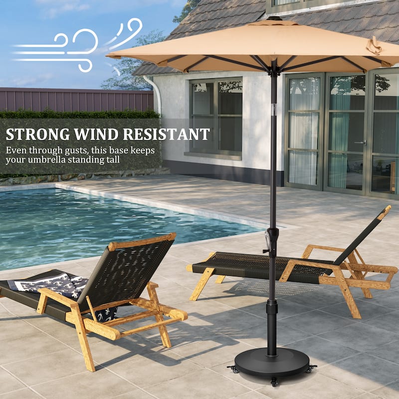 VredHom Round Market Umbrella Base Concrete / Cement Metal With Wheels