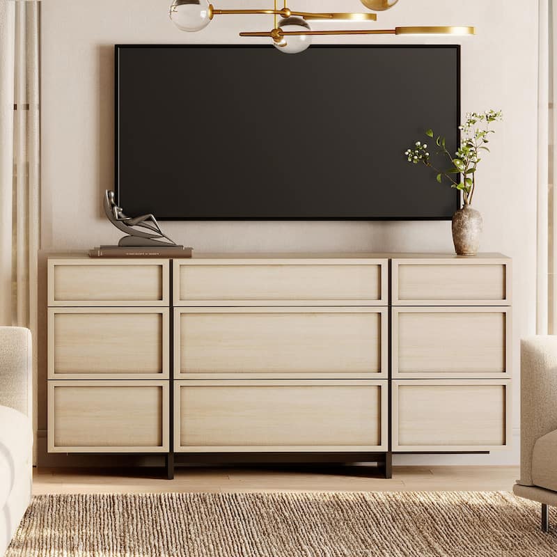 WAMPAT Modern Dresser for Bedroom, Wooden Chest of Drawers with T-Shaped Wood Legs