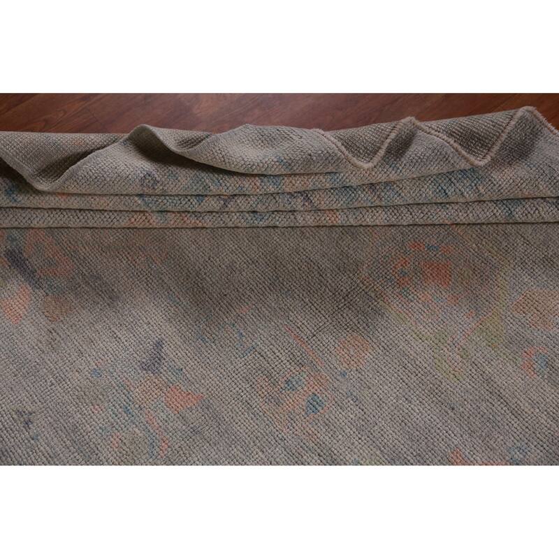 Hand Knotted Oriental 100% Wool Carpet Transitional All-Over Greys & Charcoal Oushak Area Rug - 9' 11'' X 8' 0''