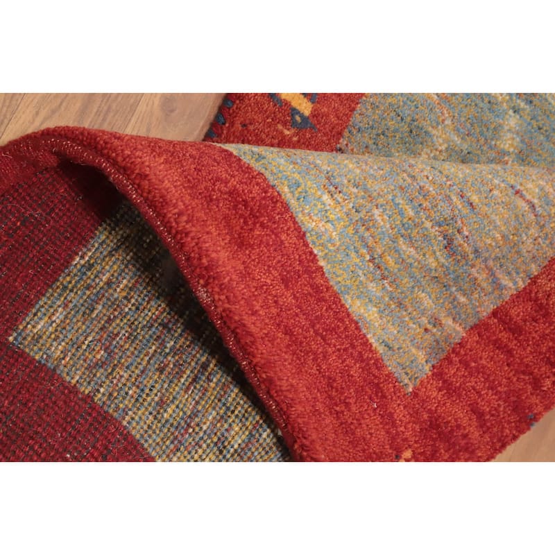Hand Knotted Oriental 100% Wool Carpet Tribal Animal Pictorial Multi-Colored Gabbeh Area Rug - 4' 0'' X 2' 4''