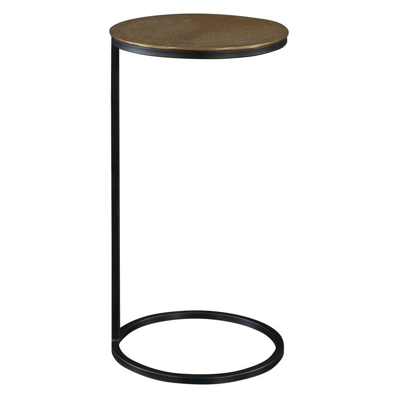 Uttermost Brunei Accent/Drink Table - Aged Black/Antique Gold - 13"W x 24"H x 13"D