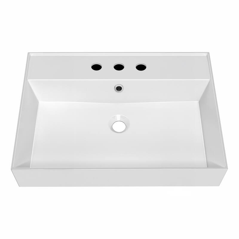Whitehaus B-AG61-3H 24" Rectangular Vitreous China Wall Mounted