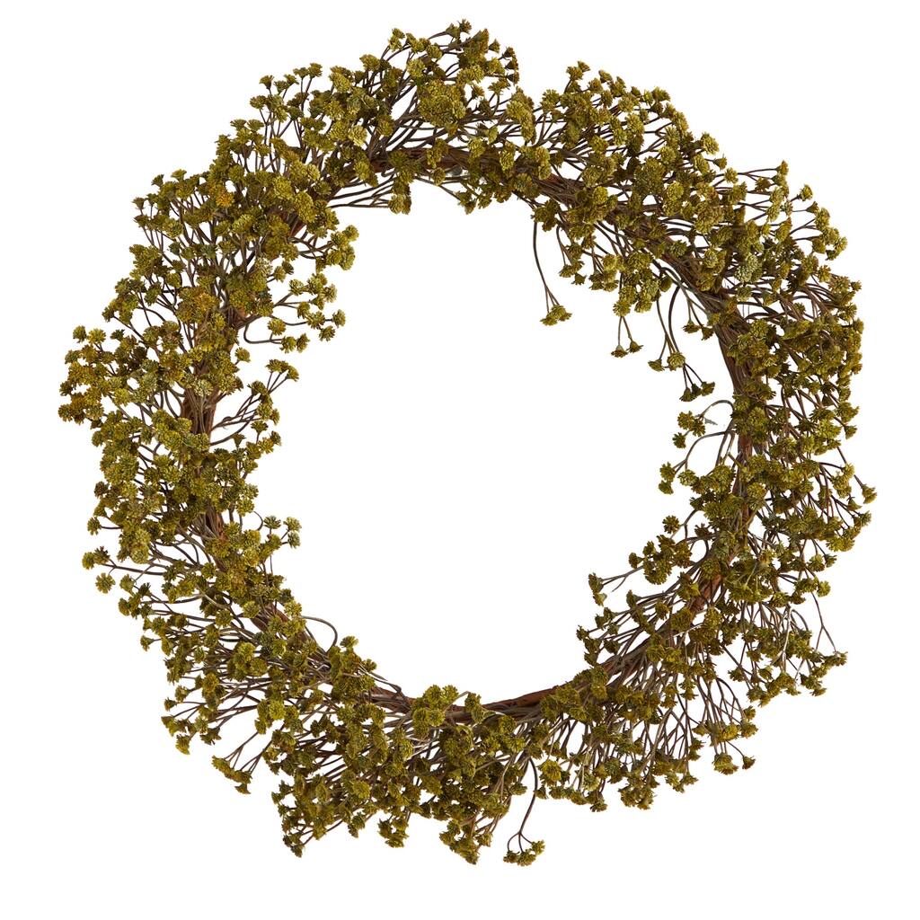 Gypsophila Artificial Fall Harvest Wreath, 20-Inch, Unlit