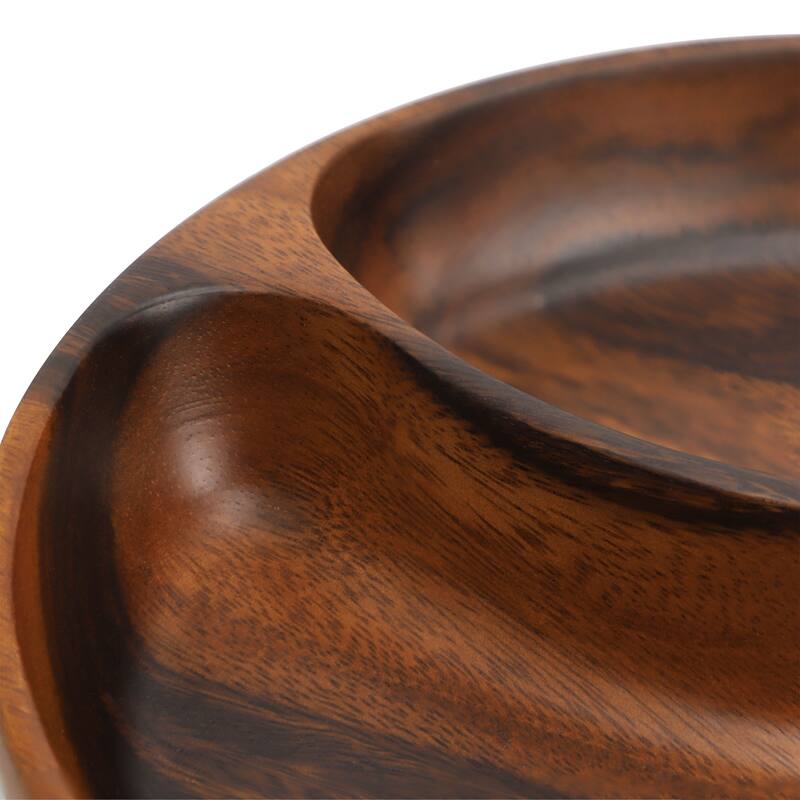 MegaChef 10 Inch Acacia Wood Divided Serving Bowl in Dark Brown