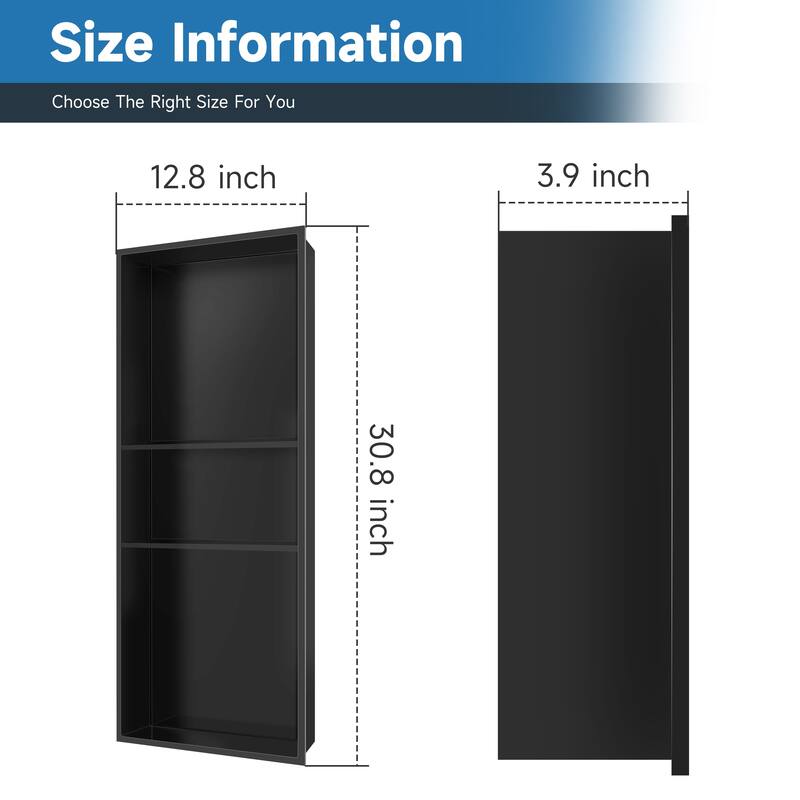 WIZ 12.8-inch W x 30.8-inch H x 4-inch D Stainless Steel Shower Niche