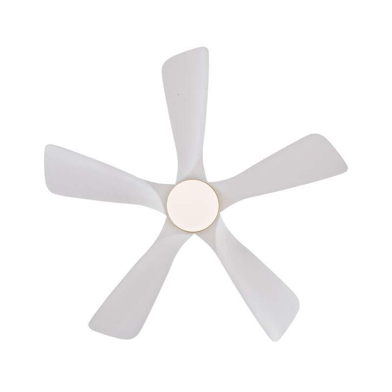 42/52 Inch Ceiling Fan,Electric Fan with Lights & Remote Control,Dimmable 3-Color LED - 42 Inches - Gold and White Solid wood Blades