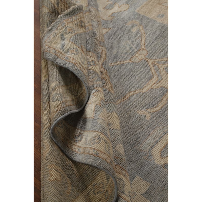 Hand Knotted Oriental 100% Wool Carpet Transitional All-Over Greys & Charcoal Oushak Area Rug - 11' 11'' X 9' 4''