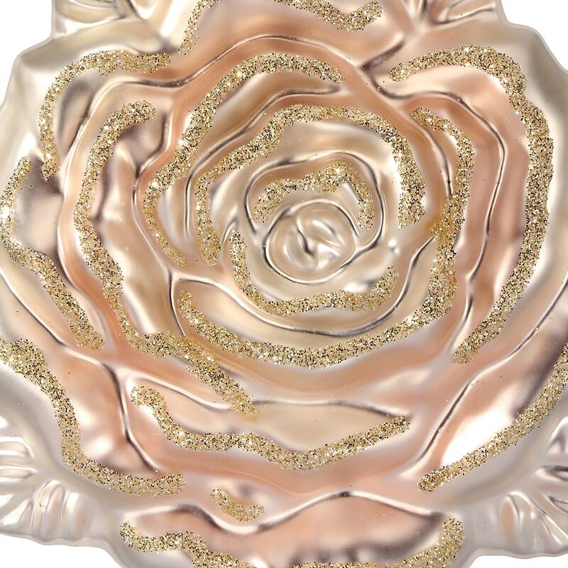5"Glass La Vie En Rose Ornament Set of 2