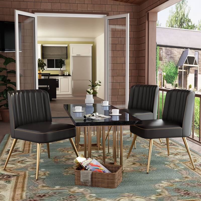 Accent chairs for living room Set of 2, Upholstered Leather Living Room Chairs Modern Corner Chair Armless Chair