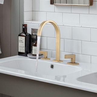 Rbrohant Widespread Double Handle Bathroom Faucet in Brushed Gold