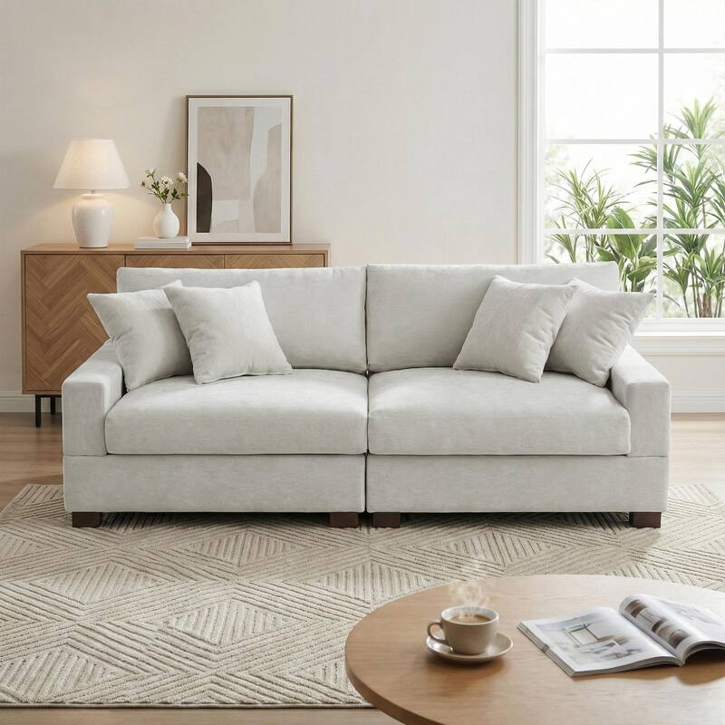 Modern Upholstered Chenille Modular Sectional Sofa with Pillow