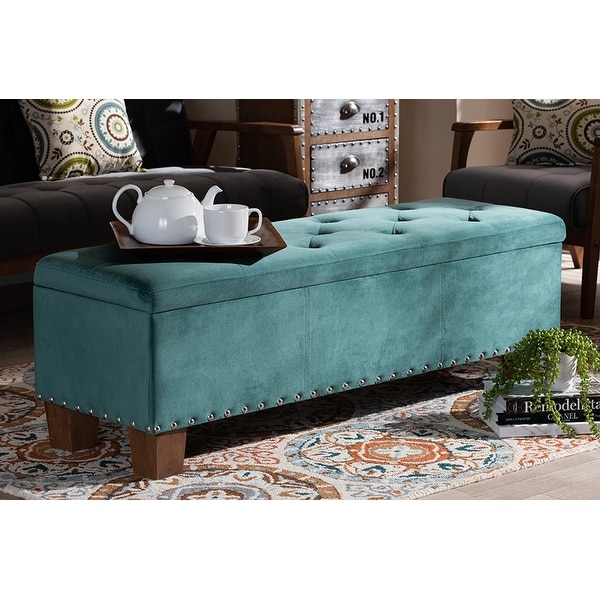 Teal velvet on sale storage ottoman