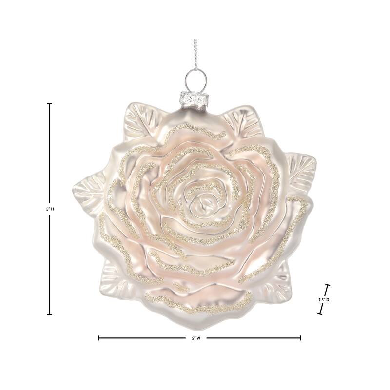 5"Glass La Vie En Rose Ornament Set of 2