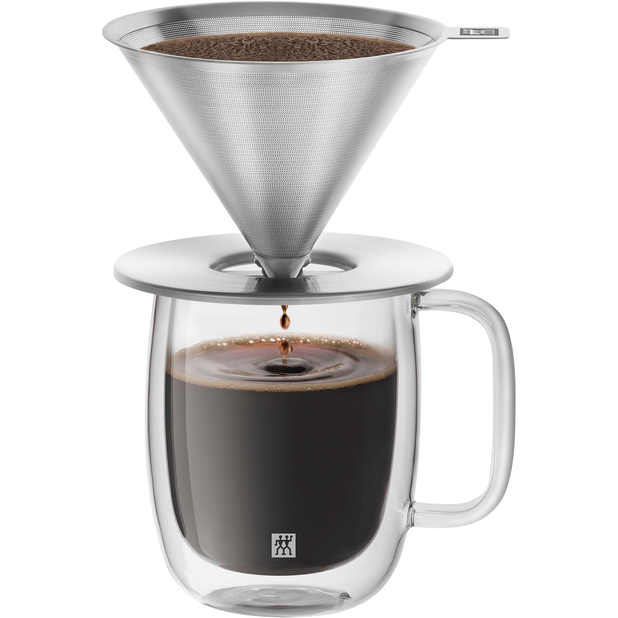 ZWILLING Sorrento Stainless Steel Pour Over Coffee Dripper with Double-Wall  Glass Coffee Mug - Silver - 2-pc - Bed Bath & Beyond - 37825817