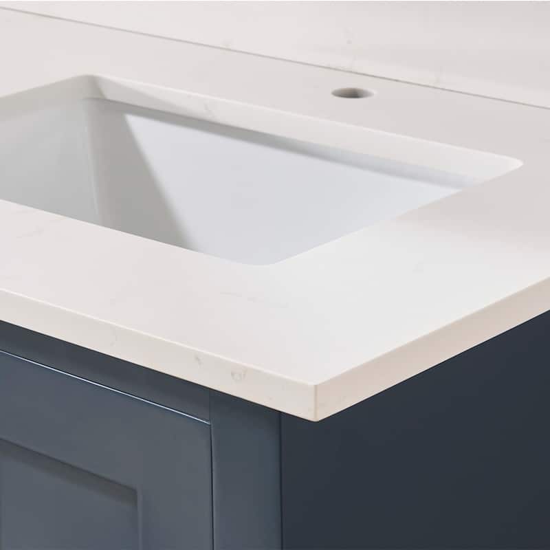 Altair 61 in. Belluno Engineered stone Vanity Top in Milano White with White Sink without Vanity