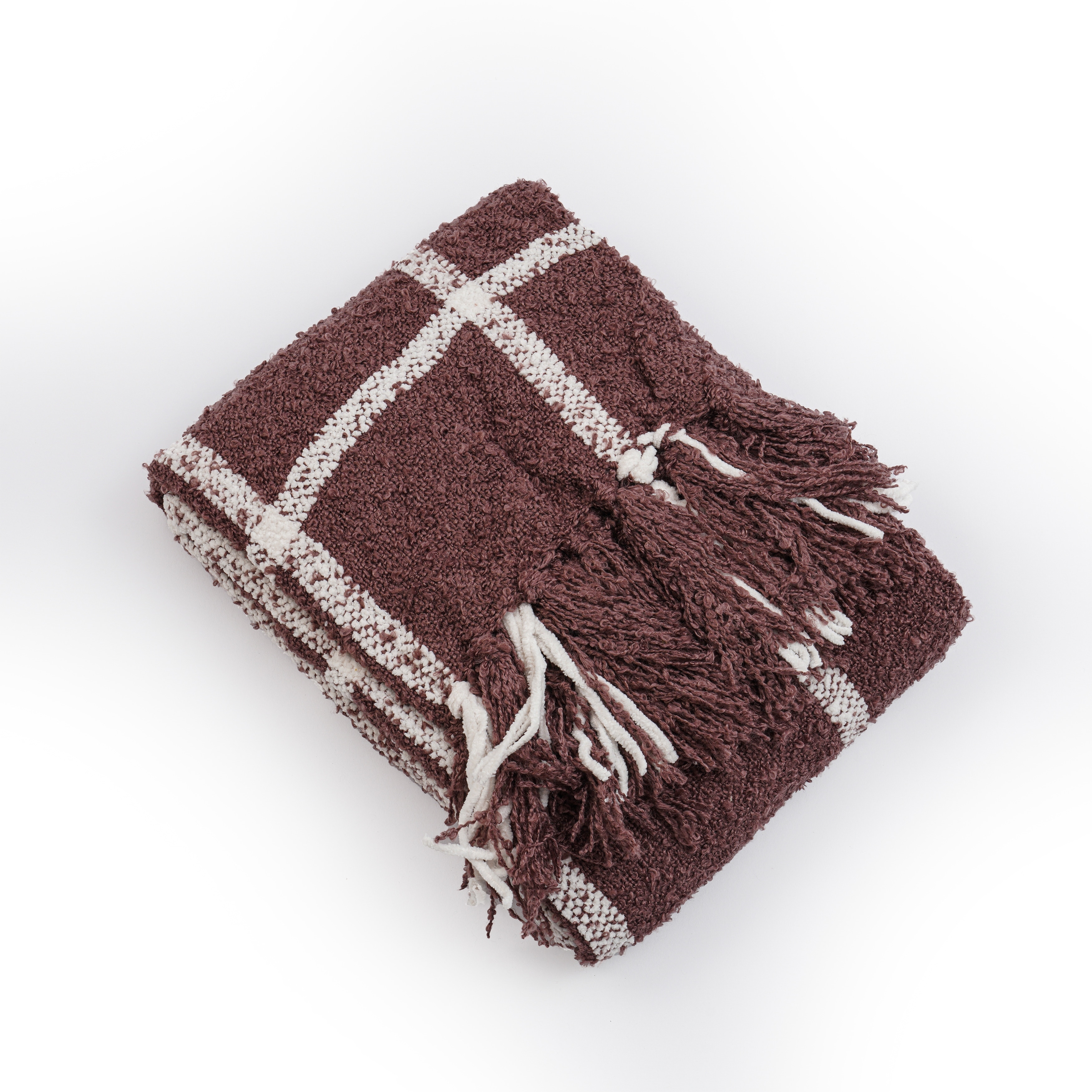 EverGrace Plaid Boucle Woven Throw Blanket 60 X 50 Inch Overstock 31291836 50 W X 60 L Inches Mauve