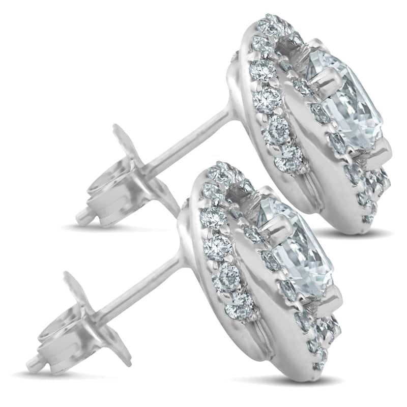 1 3/4 Ct Halo Diamond Studs Sprial 10.9mm Womens Earrings White Gold