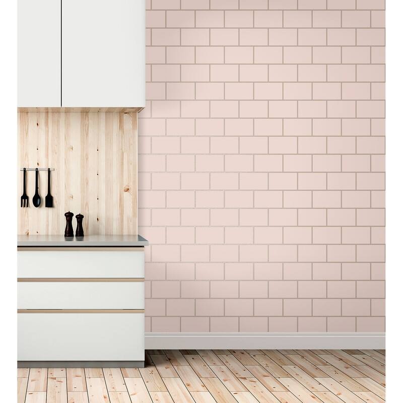 Fine Decor Metro Rose Gold Tile Wallpaper
