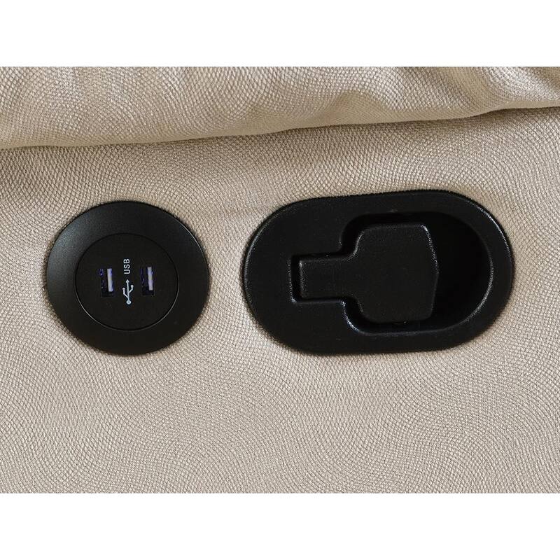 Velvet Upholstered Manual Motion Recliner Sofa with USB Port