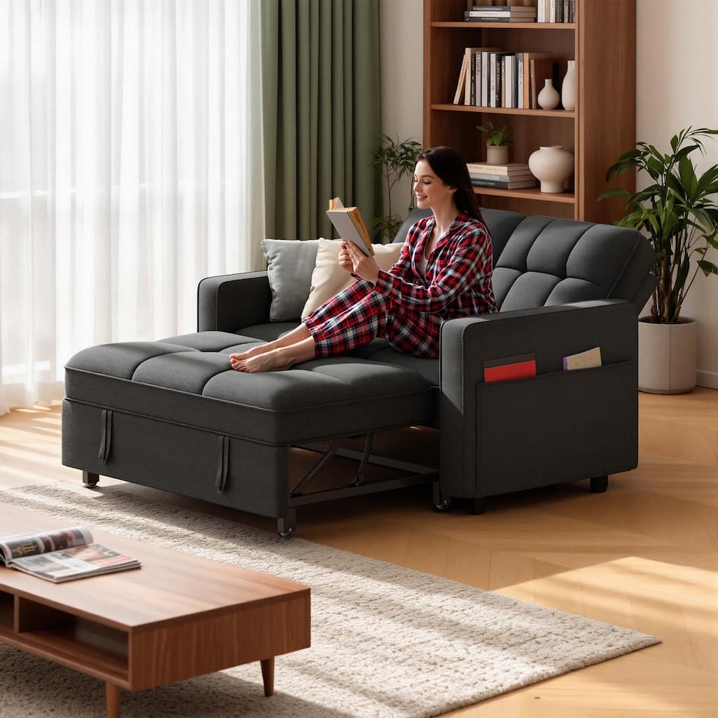 Moasis 3-in-1 Multi-Functional Sleeper Sofa with Iron Frame Pull-Out Bed,Loveseat Bed with USB Port