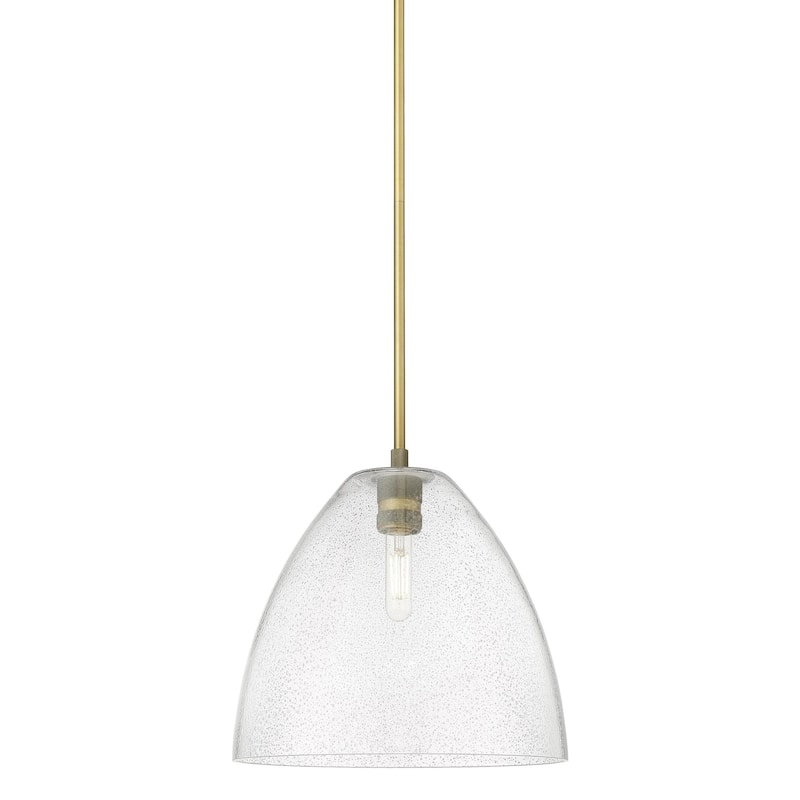 Innovations Lighting 434-1S-11-12 Crown Point Pendant Dome Crown Point - Brushed Brass / Seedy