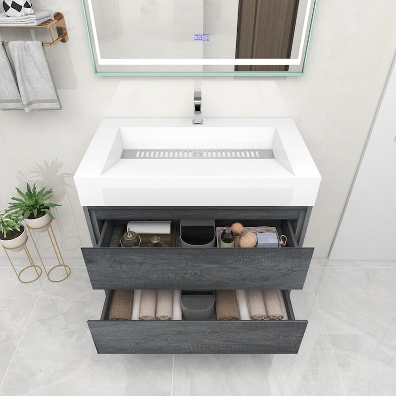 Victoria 36" Wall Mounted Modern Vanity with Acrylic Sink