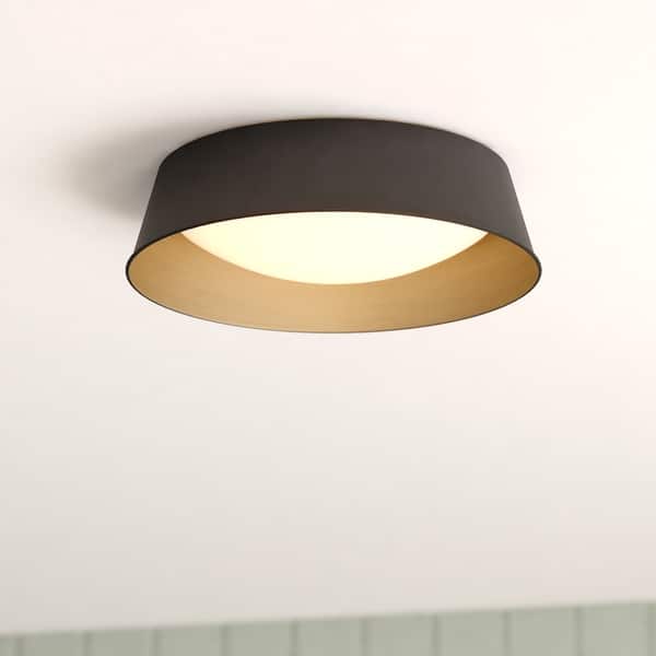 slide 2 of 14, Beacon Hill 13-in W Integrated LED Matte Black and Satin Gold Contemporary Flush Mount Ceiling Light Fixture Matte Black and Satin Gold - 13-in W x 3.25-in H x 13-in D