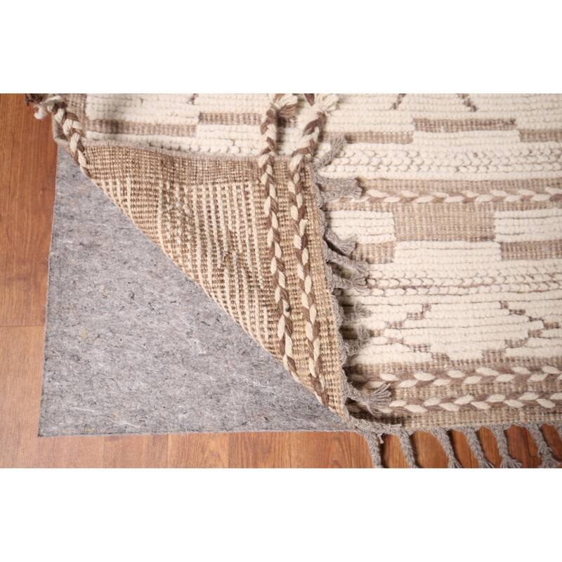 Moroccan Oriental Large Area Rug Hand-Knotted Abstract Wool Carpet - 10'1"x 13'9"