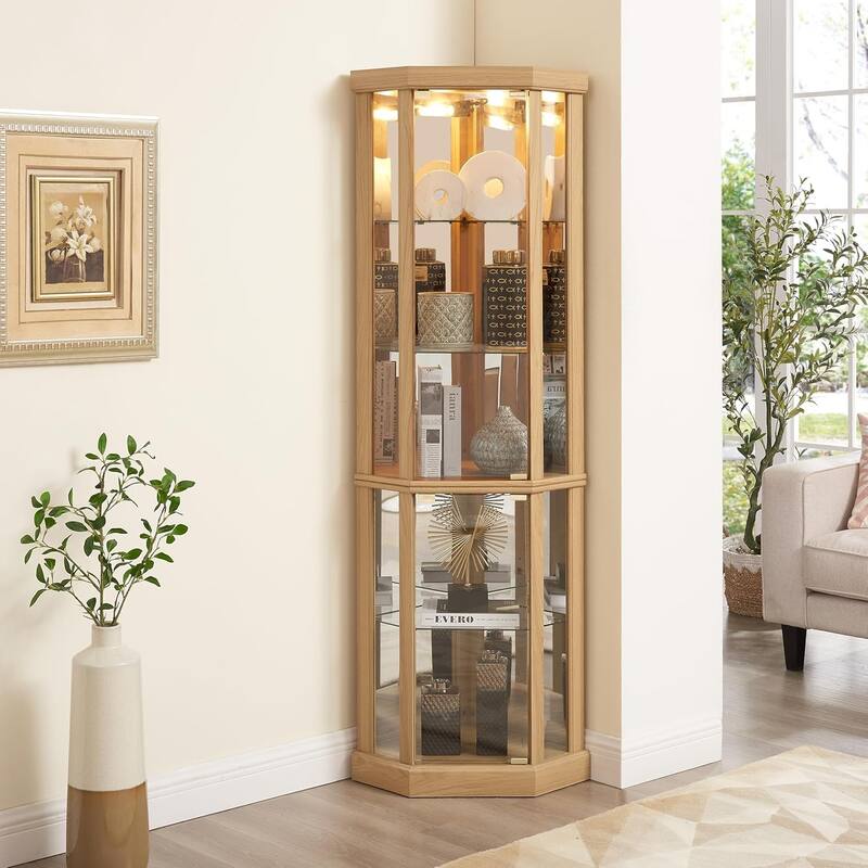 Roomfitters Glass Display Cabinet, Corner Display Case for Living Room, Antique Collection