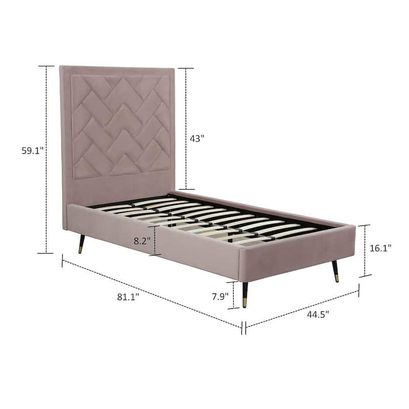 Manhattan Comfort Crosby Modern Velvet Upholstered Bed
