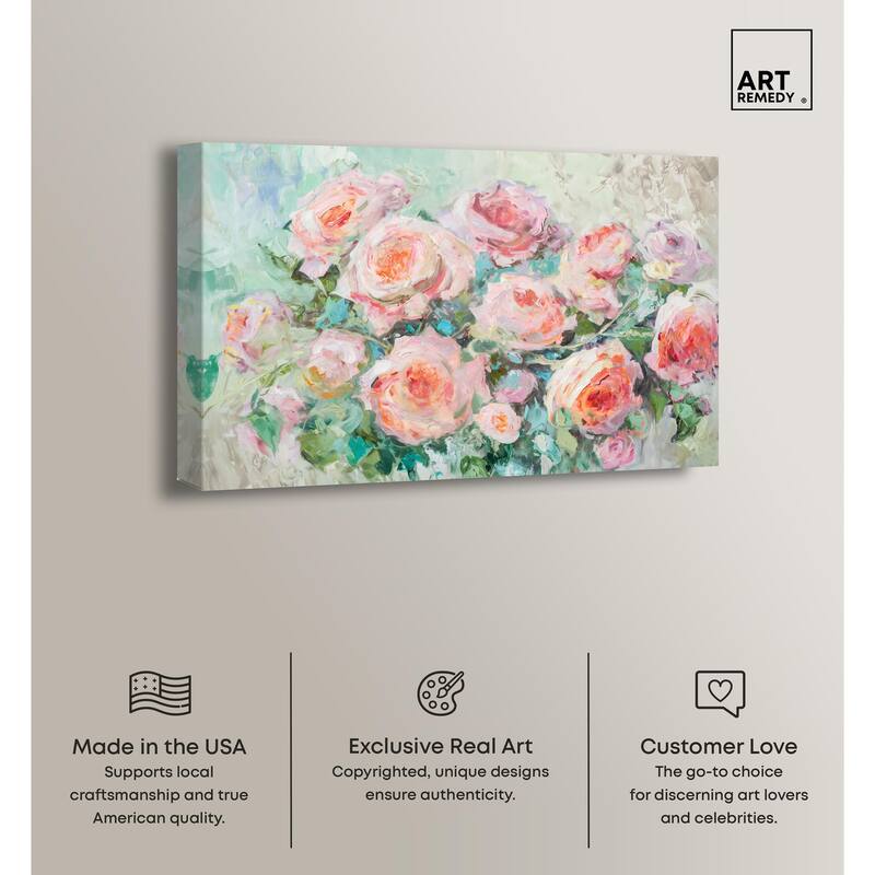 Cabbage Rose Charm Canvas by Art Remedy, Gallery Wrapped