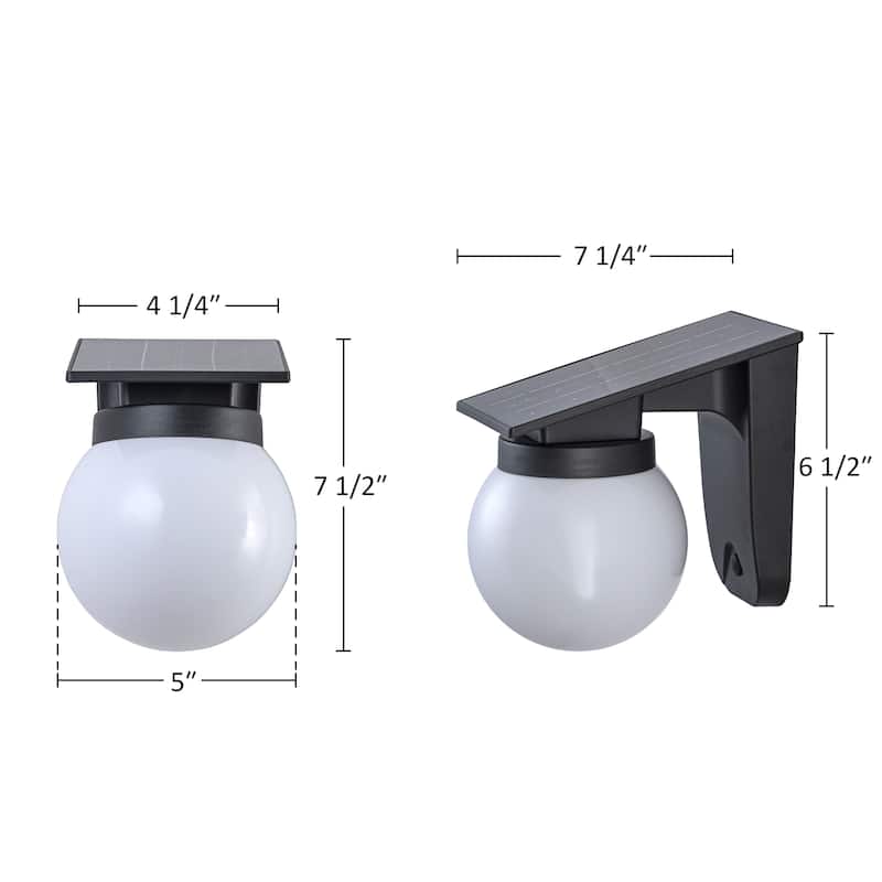 C Cattleya 2-Pack Black Solar Outdoor Wall Sconce with Globe Shade