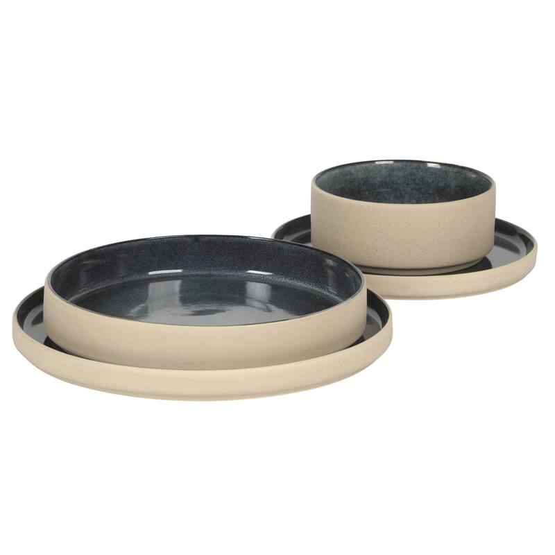 Gibson Elite Liberty Bay 16-Piece Pottery Clay Stoneware Stackable Dinnerware Set - Reactive Glaze, Service for 4