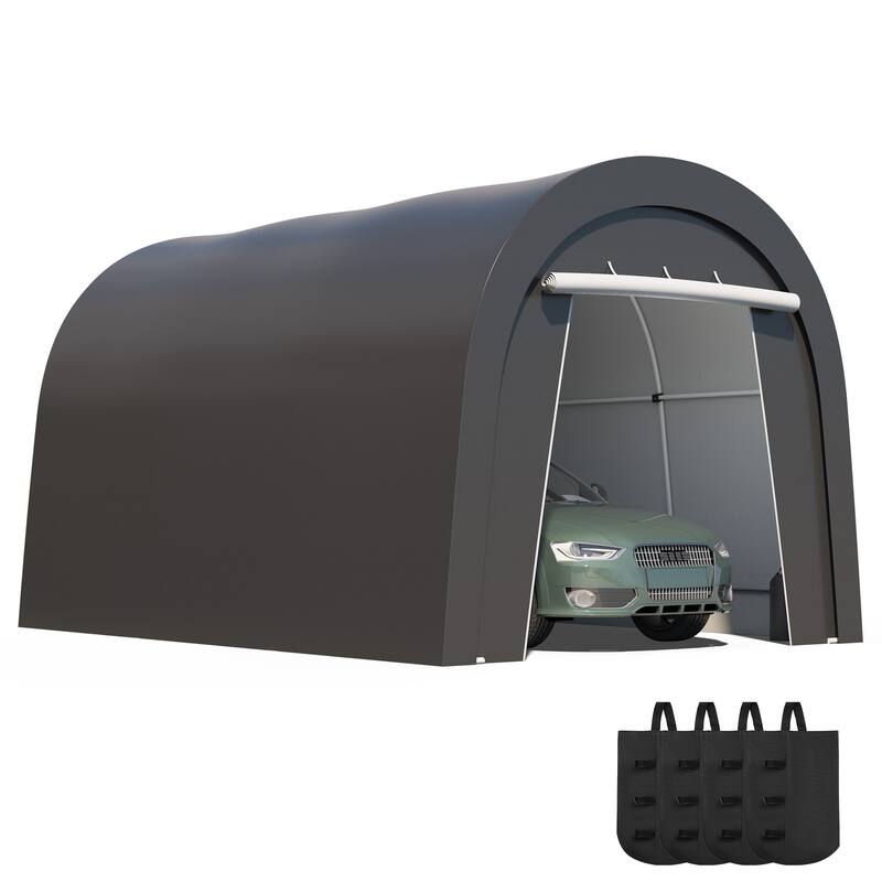 10' x 15'Portable Domed Carport with 2 Roll-up Doors