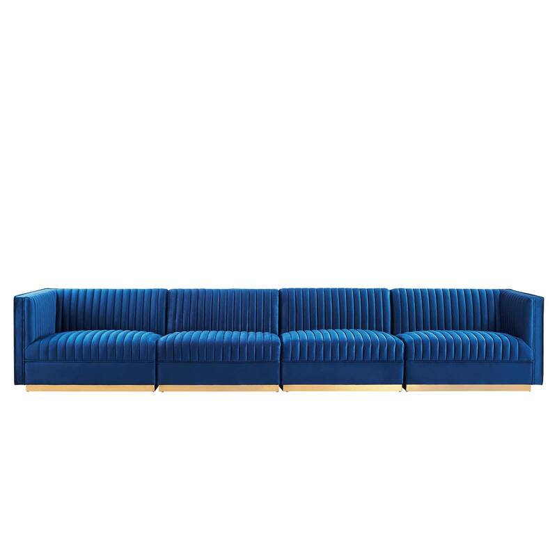 Sanguine Channel Tufted Performance Velvet 4-Seat Sectional Sofa