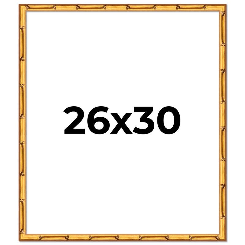 26x30 Frame Gold Bamboo Picture Frame Modern Photo Frame Includes UV Acrylic Shatter Guard Front Acid Free Foam Backing Board