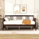 preview thumbnail 1 of 16, Modern Simple Full Size Wood Platform Daybed w/ Solid Wood Slats Support for Bed Room Living Room Space-Saving, Easy Assembly Brown