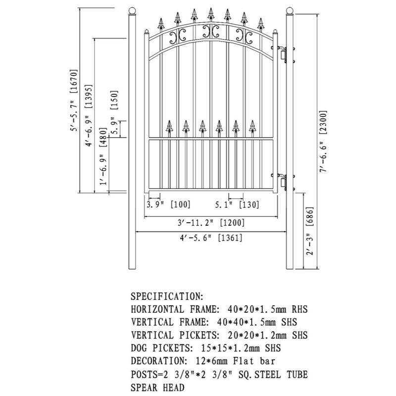 ALEKO Steel St. Louis Style Single 18' Driveway Gate with Pedestrian Gate