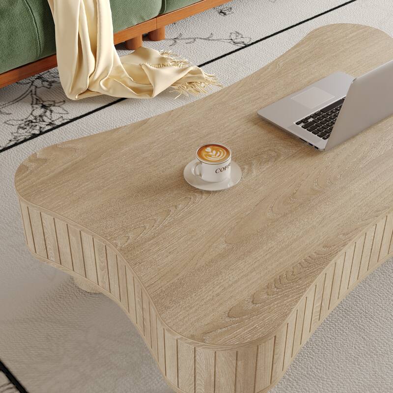 Lift Top Coffee Table 42" - Fluted Panel Hidden Storage, Silent Hydraulic Lift, Curved Safety Corners,5 Min Assembly