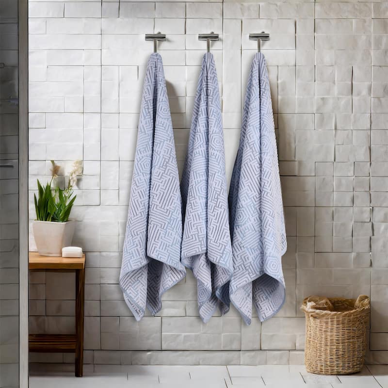 Superior Jasper Cotton Modern Geometric Jacquard Bath Towel Set of 3