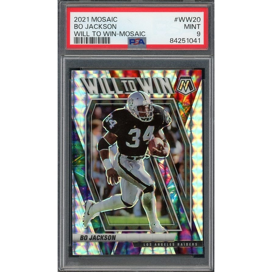 Bo Jackson 2021 Panini Mosaic Will to Win Football Card #WW20 Graded PSA 9 - 8'6" x 11'6"