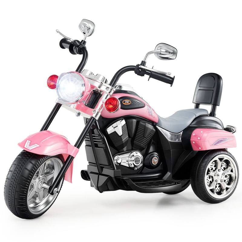 Gymax 6V Electric Kids Motorcycle 3-Wheel Ride On Toy w/ Adjustable - Pink