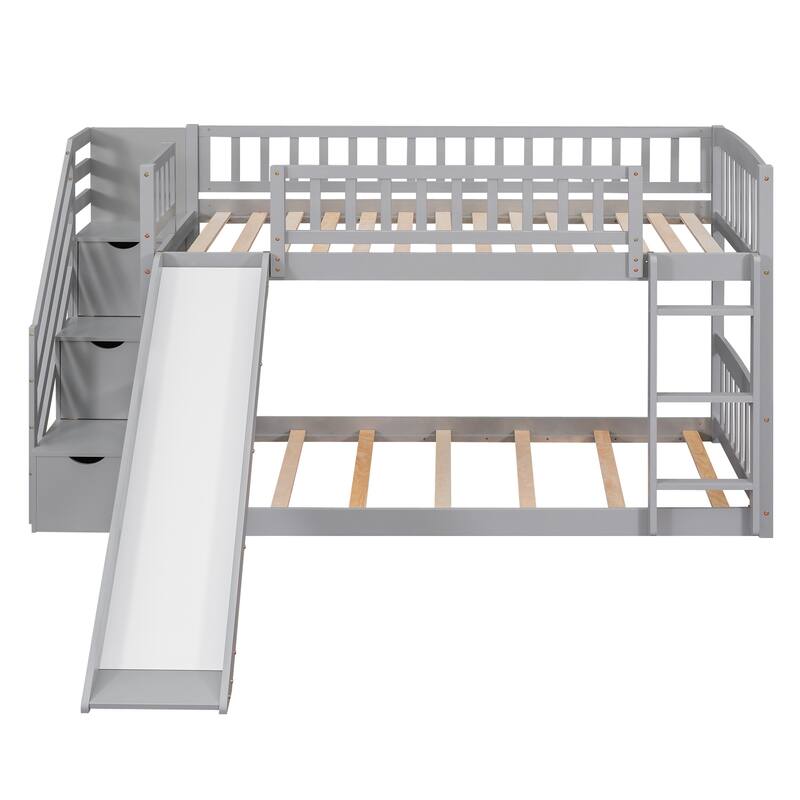 Stairway Bunk Bed with Two Drawers and Slide