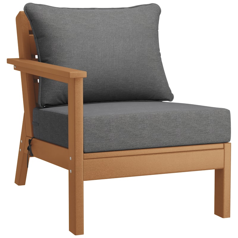 Birchwood All Weather HDPE Outdoor Patio Teak Deep Seating Conversation Set (6-Piece Set)