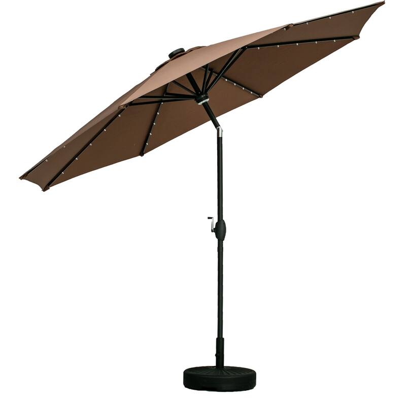 Ainfox 10ft Patio Umbrella with Lights without Base Outdoor Solar Umbrella