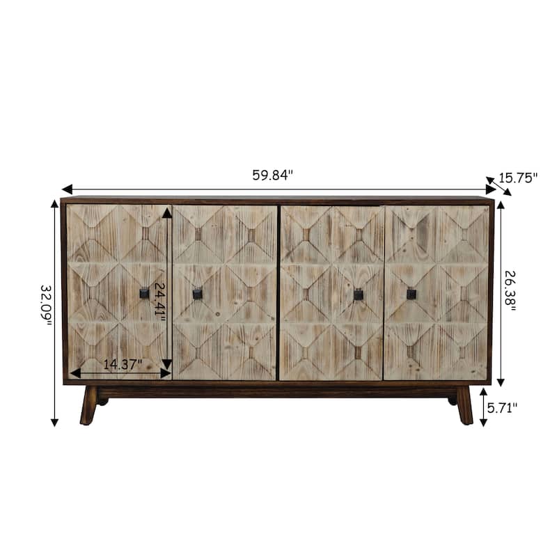 59.84" 4 Doors Vintage Sideboard