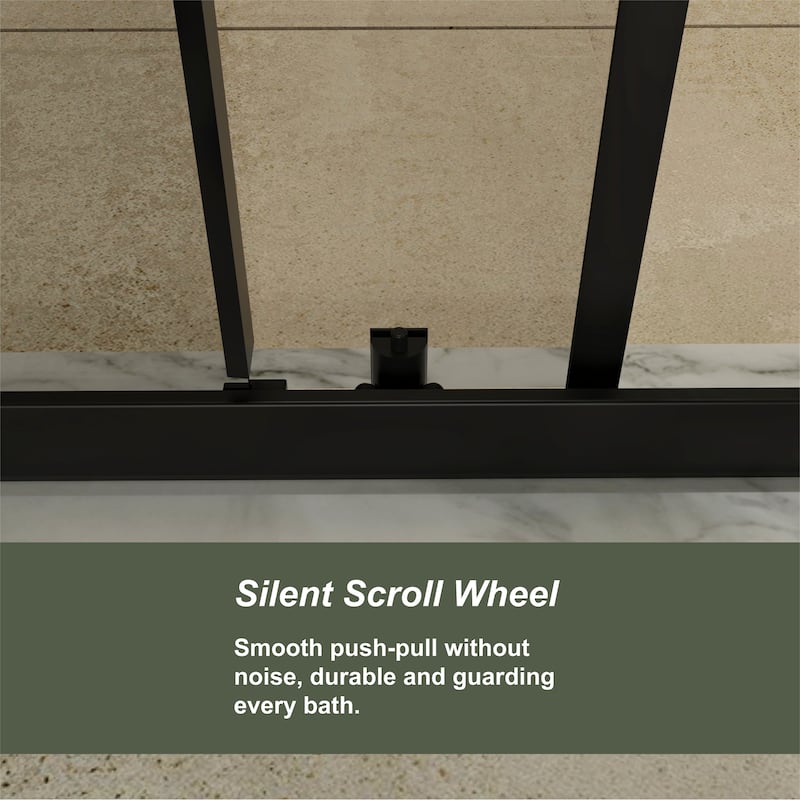 Tempered Glass Single Sliding Shower Door with 1/5" Thick and Handle