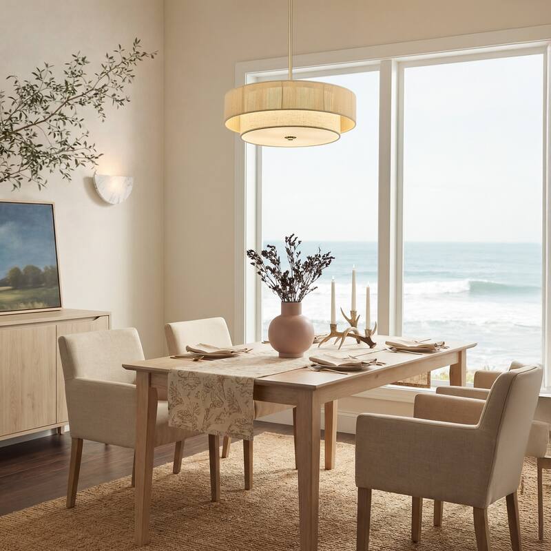 CO-Z 18 in 4-Light Dimmable Semi Flush Mount Fabric Ceiling Light Pendant - 18"